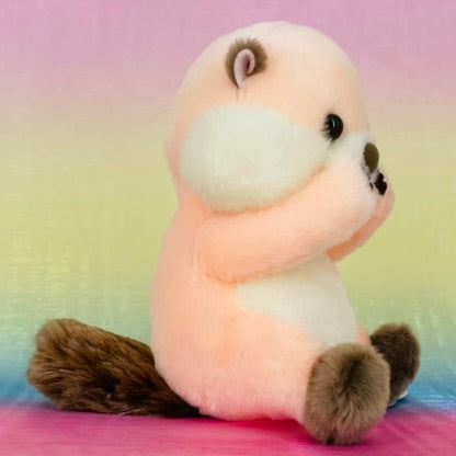 Uki Uki Rakko Kirakira The Sea Otter - Peach with Hands on Mouth- Small